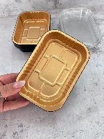 100 תבניות אלומיניום מלבן רחב 16/11 סמ+ מכסה