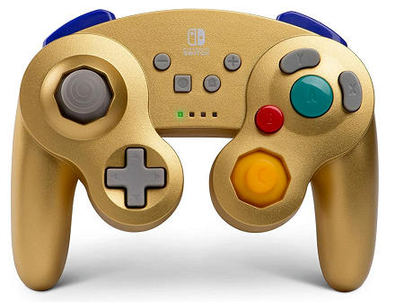 בקר שליטה Gamecube אלחוטי נטען - זהב -  Nintendo Wireless Controller Retro Style