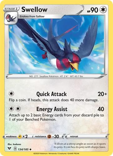 קלף בודד single פוקימון - swellow - Vivid Voltage - 134/185