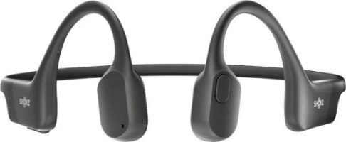 אוזניות ספורט אלחוטיות מוליכות עצם Shokz OpenRun – אוזניות אלחוטיות שחורות מונחות על רקע לבן