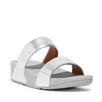 FITFLOP | פיטפלופ - Fitflop Lulu Leather Slides Silver פיט פלופ כפכפי נשים כסוף