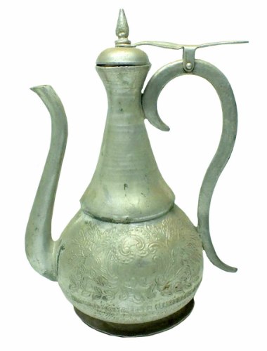 קנקן מים לשטיפה וינטאג' אסלאמי, מרוקע בעבודת יד עשוי מתכת, תחילת המאה ה- 20