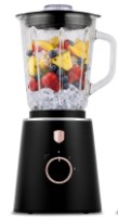 בלנדר זכוכית 1.5 ליטר Berlinger Haus BH9821 1000W – בלנדר שחור עם כפתור נחושת וקנקן זכוכית המכיל פירות