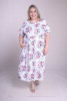 שמלת בריטני מודפסת פרחוני לבן