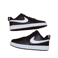 NIKE|נייק- NIKE COURT BOROUGH LOW 2 - סניקרס קורט שחור סוליה לבנה- נוער ונשים