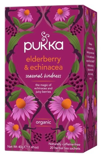 חליטת תה סמבוק ואכינציאה | Elderberry and Echinacea | פוקה Pukka