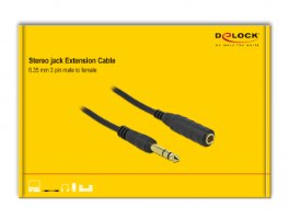 כבל מאריך אודיו Delock Stereo Jack Extension Cable 6.35 mm 3 pin male to female 5 m black