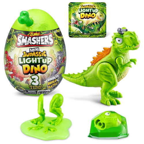 סמאשרס - ביצה ירוקה קטנה - SMASHERS Mini Jurassic Light Up Dino Egg (T-Rex) 5630H