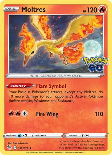 קלף בודד single פוקימון - moltres - Pokemon Go - 012/071