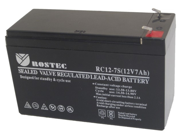 מצבר עופרת למערכת אזעקה 12V-7Ah ROSTEC