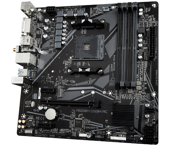 לוח אם Gigabyte A520M DS3H AC 1.4 DDR4 M.2 WIFI BT AM4