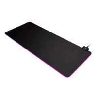 משטח מואר לעכבר Corsair MM700 RGB Extended – משטח עכבר שחור עם תאורת RGB סגולה-כחולה מסביב ומודול חיבור Type-C