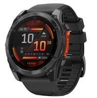 שעון חכם גרמין פניקס 8 Garmin Fenix 8 - AMOLED 51mm - פלדת אל-חלד עם רצועת סיליקון שחורה