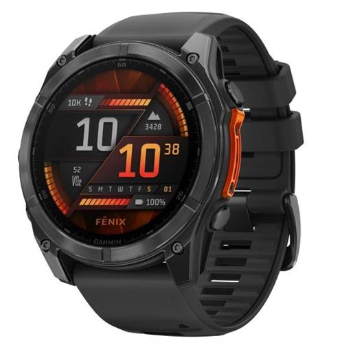 שעון חכם גרמין פניקס 8 Garmin Fenix 8 - AMOLED 51mm - פלדת אל-חלד עם רצועת סיליקון שחורה