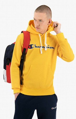 CHAMPION | צ'מפיון - קפוצ'ון צ'מפיון צהוב לוגו רקום כיס קנגורו | גברים