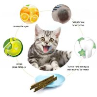 מקלות לעיסה לחתול בתוספת קטניפ ומנטה לרענון הנשימה (6 יח')