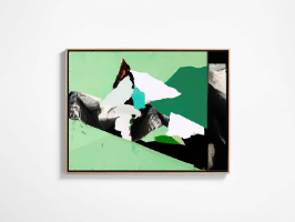 "Algeciras" תמונה לאורך או לרוחב הדפס ציור אבסטרקט שחור ירוק ולבן , מודפסת על קנבס פרימיום