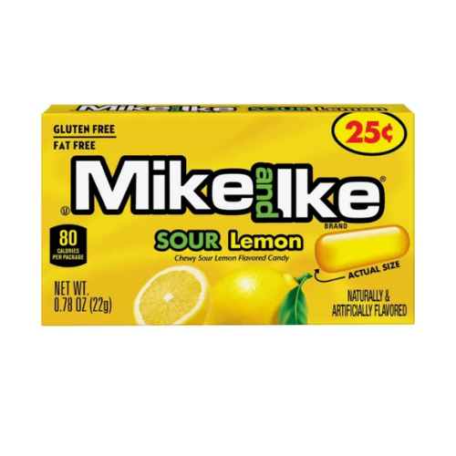 סוכריות ג'לי מייק&אייק בקופסא קטנה בטעם לימון חמוץ 🍋 22 גרם