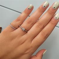 טבעת יהלומים טבעת אירוסין זהב לבן 0.90 קראט