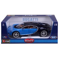 דגם מכונית בוראגו כחול Bugatti Chiron 1:18 Bburago