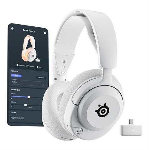 אוזניות גיימינג אלחוטיות SteelSeries Arctis Nova 5 לבן