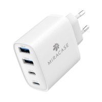 מטען קיר וכבל Miracase 40W USB-C MWC40W – פריט בודד יחידת טעינה לבנה עם ארבעה חיבורי USB