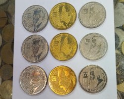 9 מטבעות דיוקנאות- בן-גוריון, הרצל, ז'בוטינסקי -במצב חדש