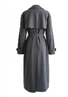 Oversized Charcoal Strips Trench Coat