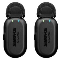 מערכת מיקרופונים אלחוטיים Shure MoveMic Two – Bluetooth שני מיקרופונים אלחוטיים שחורים