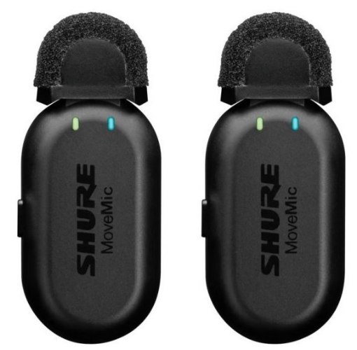 ערכת מיקרופונים אלחוטיים Shure MoveMic Two ל-iOS ו-Android ללא מקלט