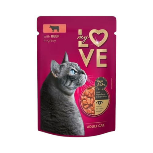 My Love חתולים - פאוץ' בקר ברוטב 85 גר'