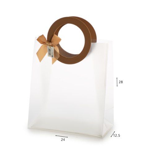 שקית PVC ידיות עור 12.5*24*28 ס"מ