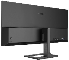 מסך פיליפס 34” LCD – מבט אחורי המדגיש את הפורטים הנגישים והבסיס היציב