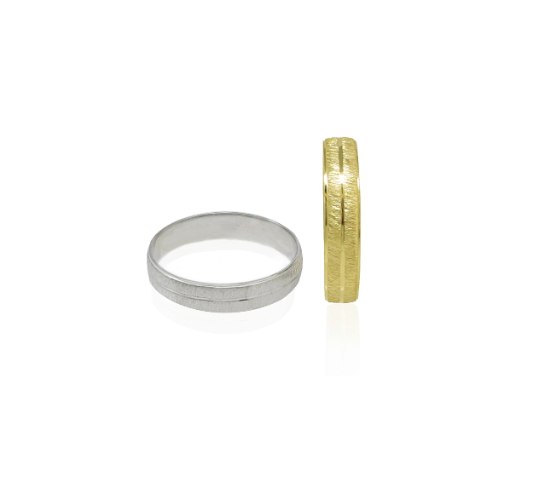 טבעת זהב נישואין מוברשת ופס זהב-WR816