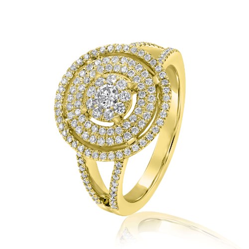 טבעת אירוסין זהב 14 קראט משובצת יהלומים