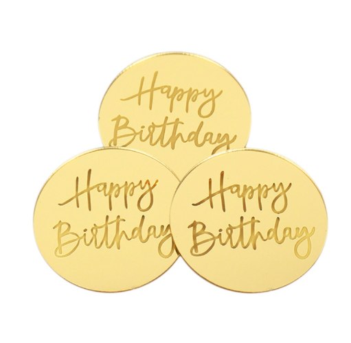 5 יחידות טופר קאפקייקס happy birthday - צבע זהב
