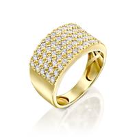 טבעת אליזבת משובצת יהלומים 1 קראט בזהב צהוב או לבן