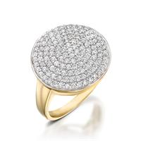 טבעת כיפת היהלום בזהב צהוב או לבן משובצת יהלומים 1 קראט