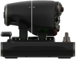 בקר טיסה ומצערת Turtle Beach VelocityONE Flightdeck PC – מבט צד על הבקר השחור עם שתי ידיות מצערת מוארות