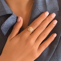 טבעת אירוסין זהב 14 קראט משובצת 0.57 קראט יהלומים