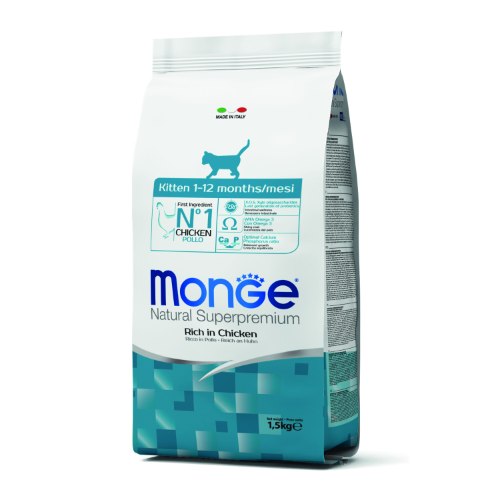 אוכל לגורי חתולים מונג' קיטן עוף 1.5 ק"ג - MONGE KITTEN RICH IN CHICKEN 1.5 KG