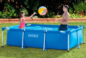 בריכת עמודים מלבנית כחולה | 220X150X60 סמ| מקט 28270| INTEX | קפיץ קפוץ