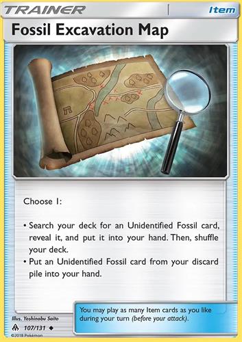 קלף בודד single פוקימון - fossil excavation map - Forbidden Light - 107/131