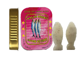 זוג סבונים בקופסת פח ורודה