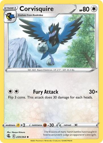 קלף בודד single פוקימון - corvisquire - Fusion Strike - 220/264