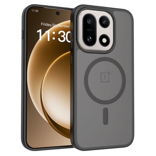 כיסוי מט איכותי ונוח לאחיזה עבור 15 OnePlus עם טבעת מגנטית מובנית בצבע שחור