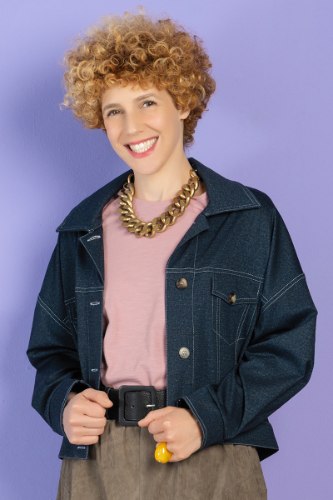 ז'קט ג'ינס מיוחד תיפור לבן