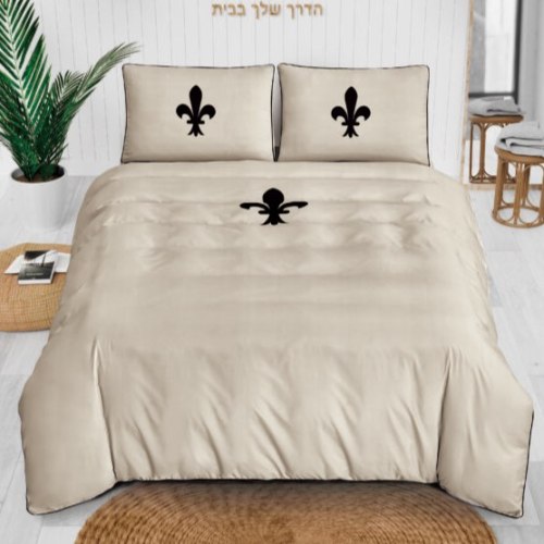 סט מצעים 100% כותנה בשילוב פייפינג רקום - מגוון  מידות לבחירה