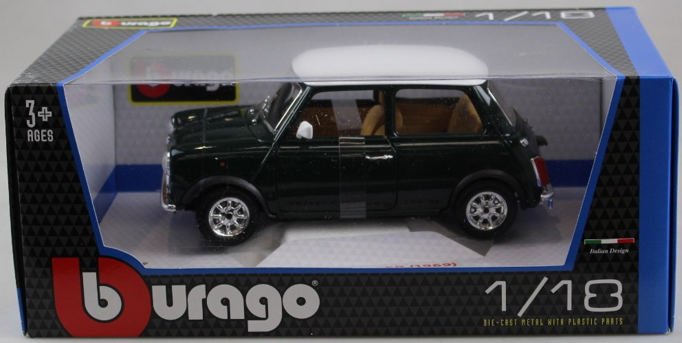 דגם מכונית מיני קופר ירוקה 1:18 1969 Bburago Mini Cooper