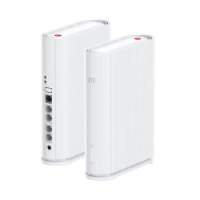 נתב סלולרי Zte G5TS 5G – שני נתבים לבנים עם יציאות וחיבורי Wi-Fi נראים על רקע לבן